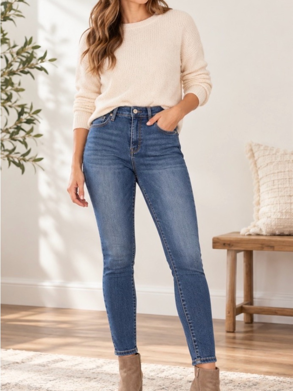 KanCan High Rise Skinny Jeans Medium Wash Stretch Denim size 29